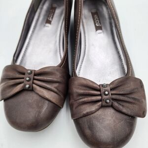 Ecco Bowtie Beige Tan Flats 7.5 M 38 Womens